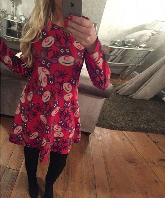 S-5XL Plus Size Tunic Autumn Women Dresses Casual Cartoon Print