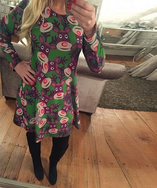S-5XL Plus Size Tunic Autumn Women Dresses Casual Cartoon Print