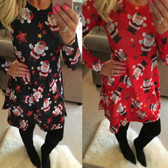 S-5XL Plus Size Tunic Autumn Women Dresses Casual Cartoon Print