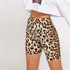 Multicolor Casual Highstreet Leopard Print Skinny Short Legging