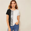 Image of Top Women's and Blouses Casual Color block Short Sleeve Summer Blouses