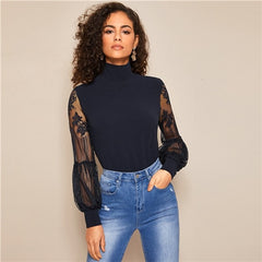 Top  Mesh Blouse for Women's Long Sleeve Pattern