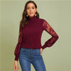 Image of Top  Mesh Blouse for Women's Long Sleeve Pattern