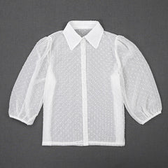 See-through Women Mesh Sheer Blouse Top Shirts