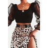 Image of Long Sleeve O neck Crop Top for Women