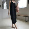 Image of Sexy Women Maxi Dress Loose Sleeveless Dresses V-neck Sling Long Black Party Dress