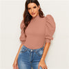 Image of Elegant Red Puff Sleeve Blouse Women