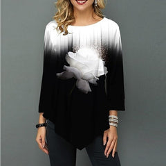 Women Spring & Summer O-neck Blouse 3/4 Sleeve