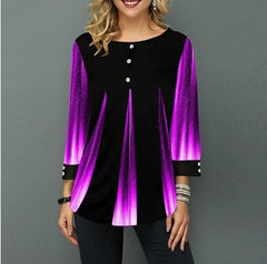 Shirt Women Spring Summer Printing O-neck Blouse