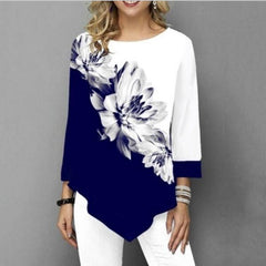 Shirt Women Spring Summer Printing O-neck Blouse