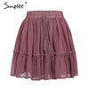 Image of Simplee Casual polka dot mini women skirt High waist A line korean tassel pink summer skirt Sexy ruffle beach female skirts 2019