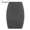 Image of Simplee Elastic band women skirts Autumn winter warm knitted straight skirt Ribbed solid short mini ladies party wear skirt 2019