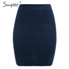 Image of Simplee Elastic band women skirts Autumn winter warm knitted straight skirt Ribbed solid short mini ladies party wear skirt 2019