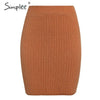 Image of Simplee Elastic band women skirts Autumn winter warm knitted straight skirt Ribbed solid short mini ladies party wear skirt 2019