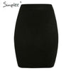 Image of Simplee Elastic band women skirts Autumn winter warm knitted straight skirt Ribbed solid short mini ladies party wear skirt 2019