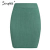 Image of Simplee Elastic band women skirts Autumn winter warm knitted straight skirt Ribbed solid short mini ladies party wear skirt 2019