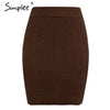 Image of Simplee Elastic band women skirts Autumn winter warm knitted straight skirt Ribbed solid short mini ladies party wear skirt 2019