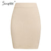 Image of Simplee Elastic band women skirts Autumn winter warm knitted straight skirt Ribbed solid short mini ladies party wear skirt 2019