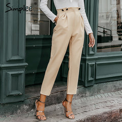 High waist office ladies blazer suit pants Loose Ankle-length women pants