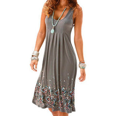 Sleeveless Floral Print Loose Beach Summer Dress Fashion Six Colors Casual Women Dress 2019 Sexy Dress Plus Size S-5XL