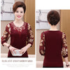 Image of Spring 2020 Hollow out Lace Women Blouse Shirt Older Women Half sleeve