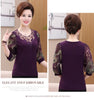 Image of Spring 2020 Hollow out Lace Women Blouse Shirt Older Women Half sleeve