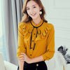 Image of Women White Shirt Long Sleeve Shirts Korean Ruffles Women Streetwear