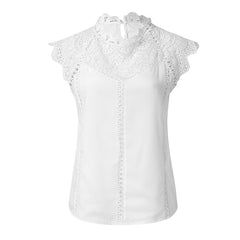 Summer 2019 Womens And Blouses Lace Patchwork Sleeveless