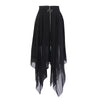 Image of Summer Mesh Irregular Women Skirts Pentagram Zipper Black Punk Skirts Gothic Darkness Lady Skirt Casual Loose Streetwear Skirts