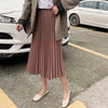 Image of Surmiitro Elegant Solid Midi Pleated Skirt Women 2020 Spring Ladies Korean Red Black High Waist A-line School Long Skirt Female