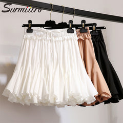 Surmiitro White Black Chiffon Summer Shorts Skirt Women 2020 Fashion Korean High Waist Tutu Pleated Mini Sun School Skirt Female