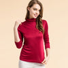 Image of Women Silk Shirts Turtleneck Long Sleeved