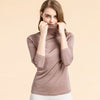 Image of Women Silk Shirts Turtleneck Long Sleeved