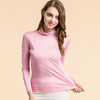 Image of Women Silk Shirts Turtleneck Long Sleeved