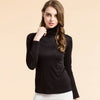 Image of Women Silk Shirts Turtleneck Long Sleeved