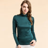 Image of Women Silk Shirts Turtleneck Long Sleeved