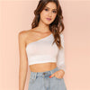 Image of SweatyRocks One Shoulder Solid Crop Tee Sleeveless