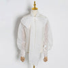 Image of Elegant Perspective Womens And Blouses Lantern Sleeve Lace Up Plus Size Shirts