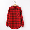 Image of women chic over-sized plaid blouse long sleeve