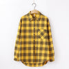 Image of women chic over-sized plaid blouse long sleeve