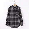Image of women chic over-sized plaid blouse long sleeve