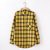 Image of women chic over-sized plaid blouse long sleeve
