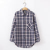 Image of women chic over-sized plaid blouse long sleeve