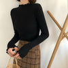 Image of Turtleneck Ruched Women Sweater High Elastic Solid