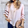 Image of V Neck Flared Sleeves Mesh Patchwork Shirts Summer Plus Size