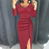 Image of VIEUNSTA Sexy Off Shoulder Party Dress Women High Slit Peplum Bodycon