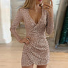 Image of VIEUNSTA Sexy Silver Glitter Dresses for Women 2020