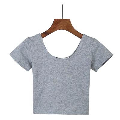 VILACOROA Best Sell Harajuku U Neck T-shirt Women Sexy Black Short Sleeve Tee Crop