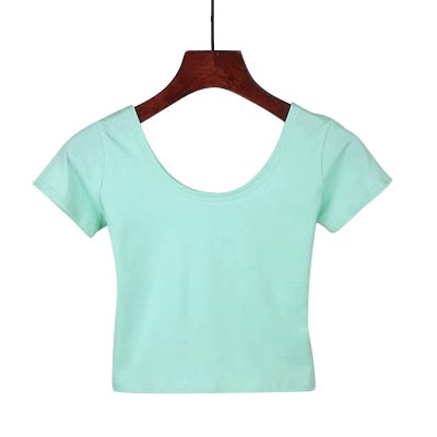 VILACOROA Best Sell Harajuku U Neck T-shirt Women Sexy Black Short Sleeve Tee Crop