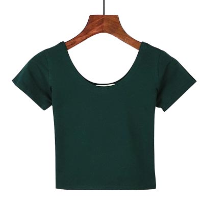 VILACOROA Best Sell Harajuku U Neck T-shirt Women Sexy Black Short Sleeve Tee Crop